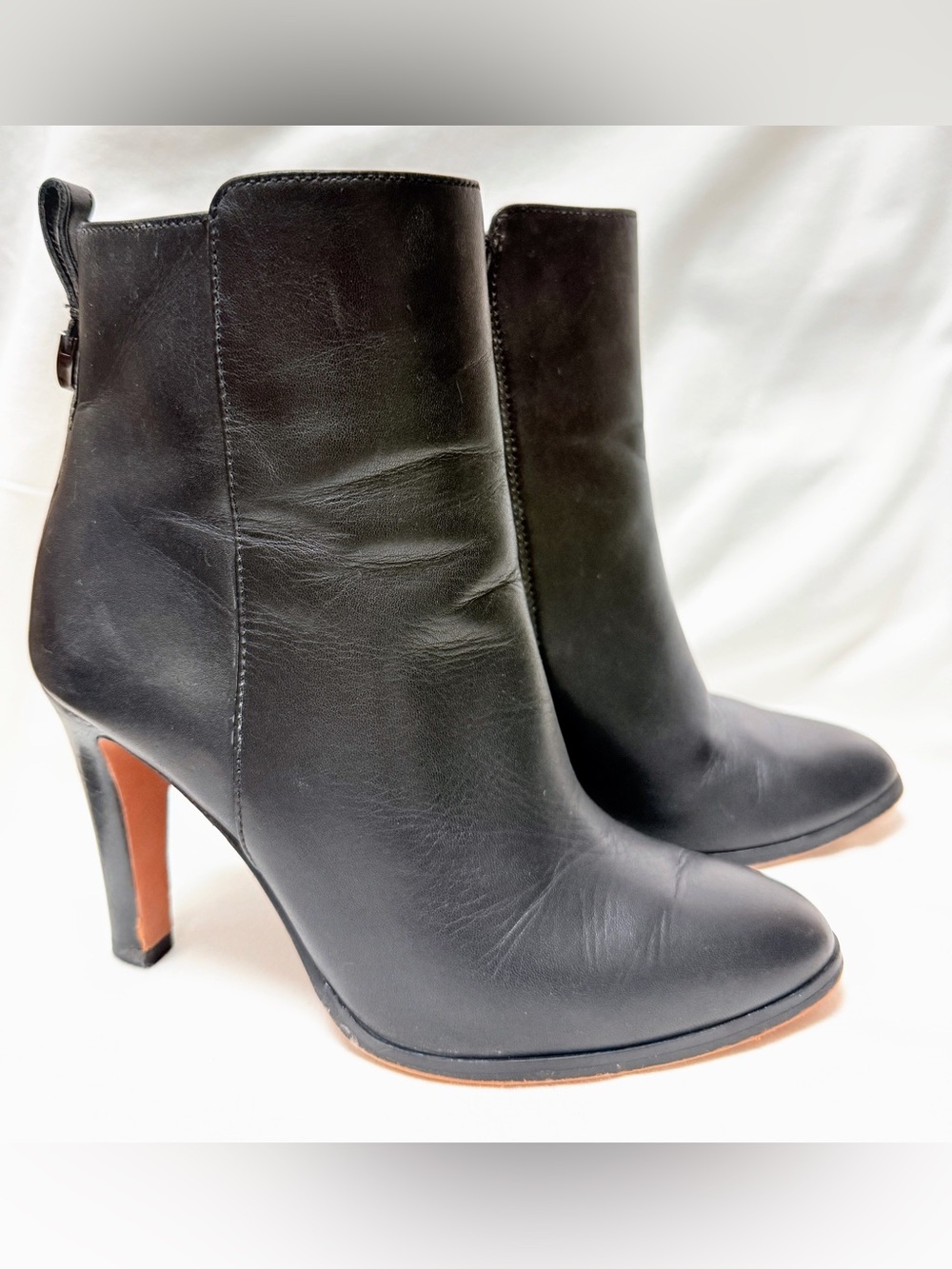 Coach Jemma Black Leather High Heel Ankle Booties Womens Size 5B